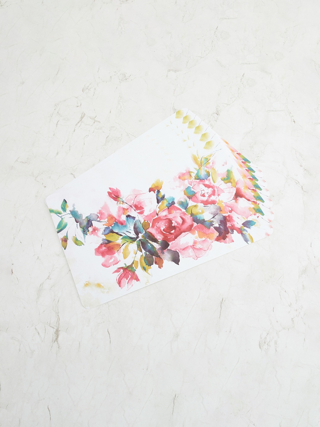 

Home Centre Set of 6 White & Pink Printed Rectangular Table Placemats