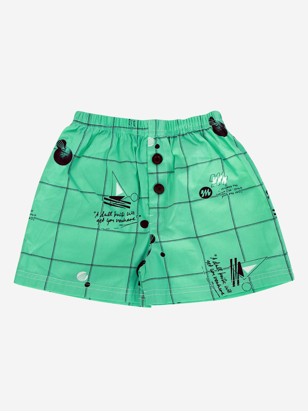 

YK Boys Green & Black Check Printed Elasticated waist Boxer