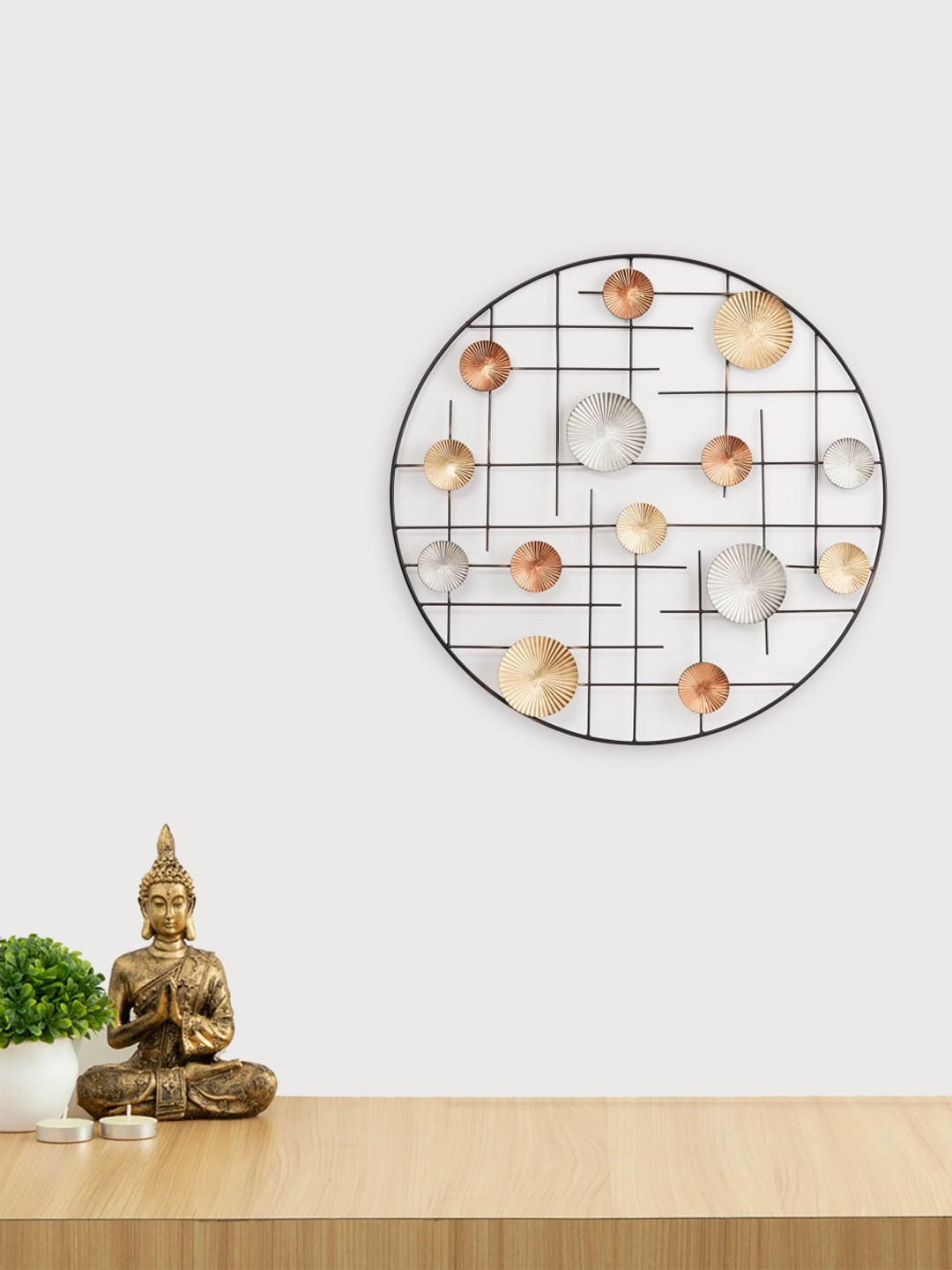 

Home Centre Multicolour Textured Metal Round Wall Decor, Multi