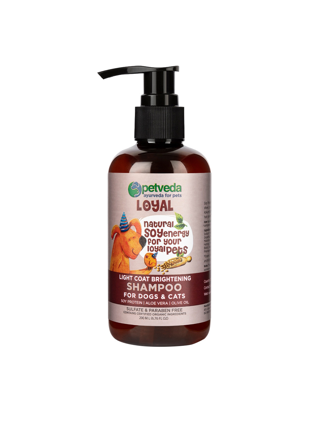 

Petveda Coat Brightening & Moisturizing Paraben Free Shampoo for Dogs & Cats 200 ml, Black