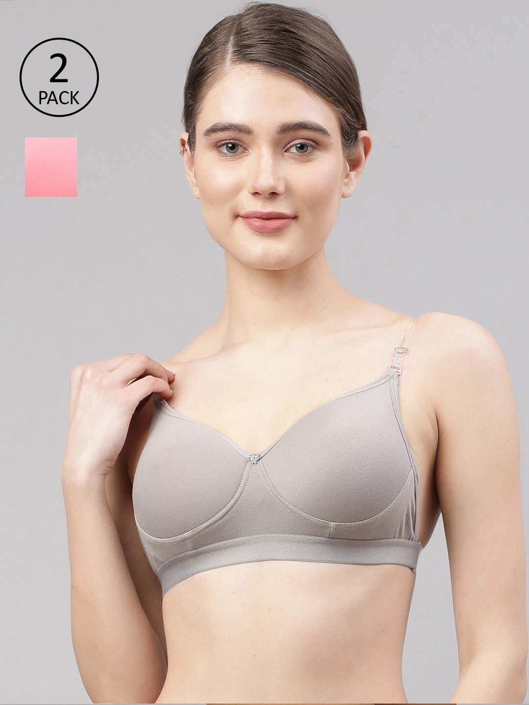 

PrettyCat Grey & Pink Bra Lightly Padded