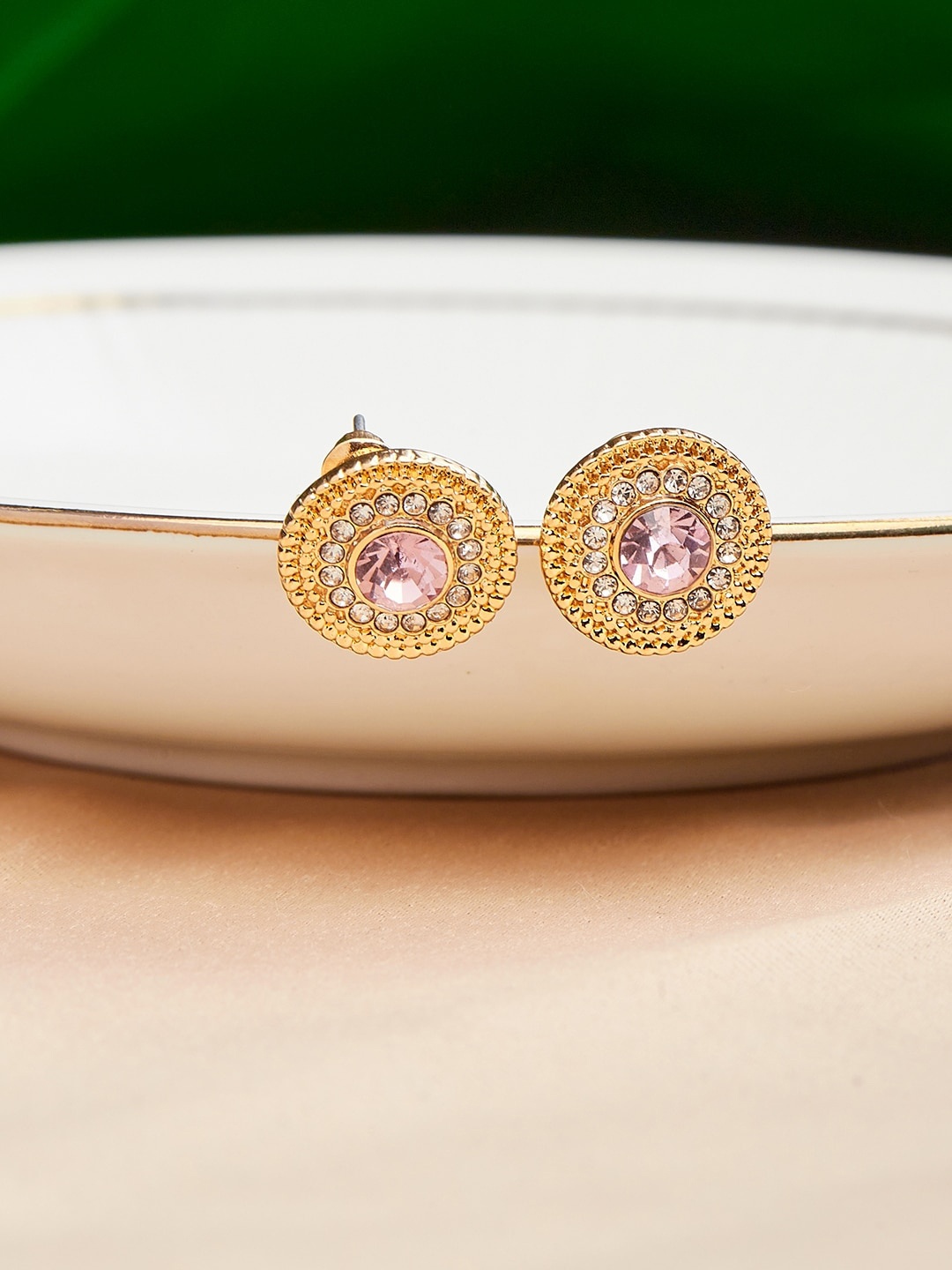 

Lilly & sparkle Pink Circular Studs Earrings