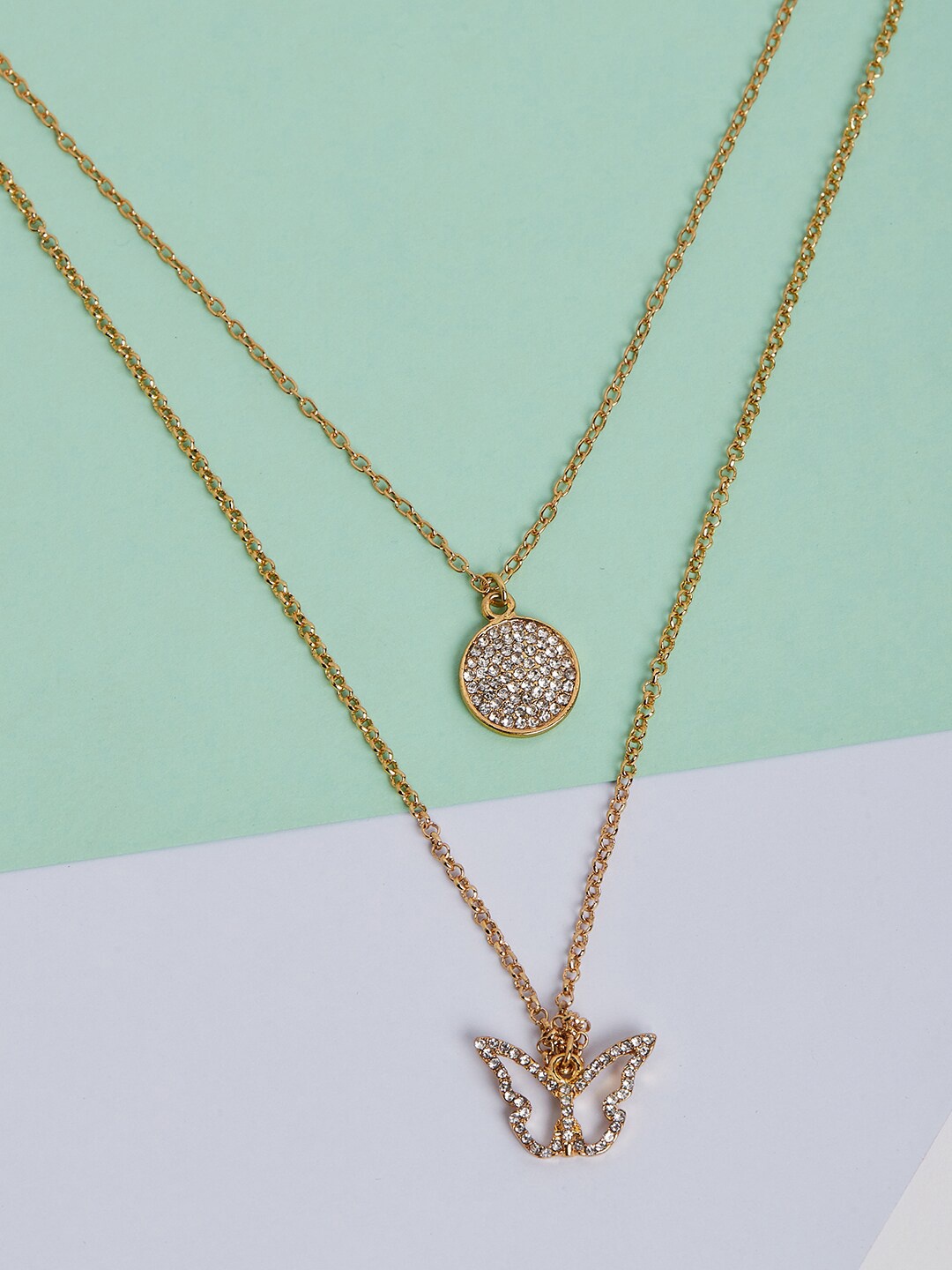 

Lilly & sparkle Women Gold-Plated Layered Crystal Studded Necklace