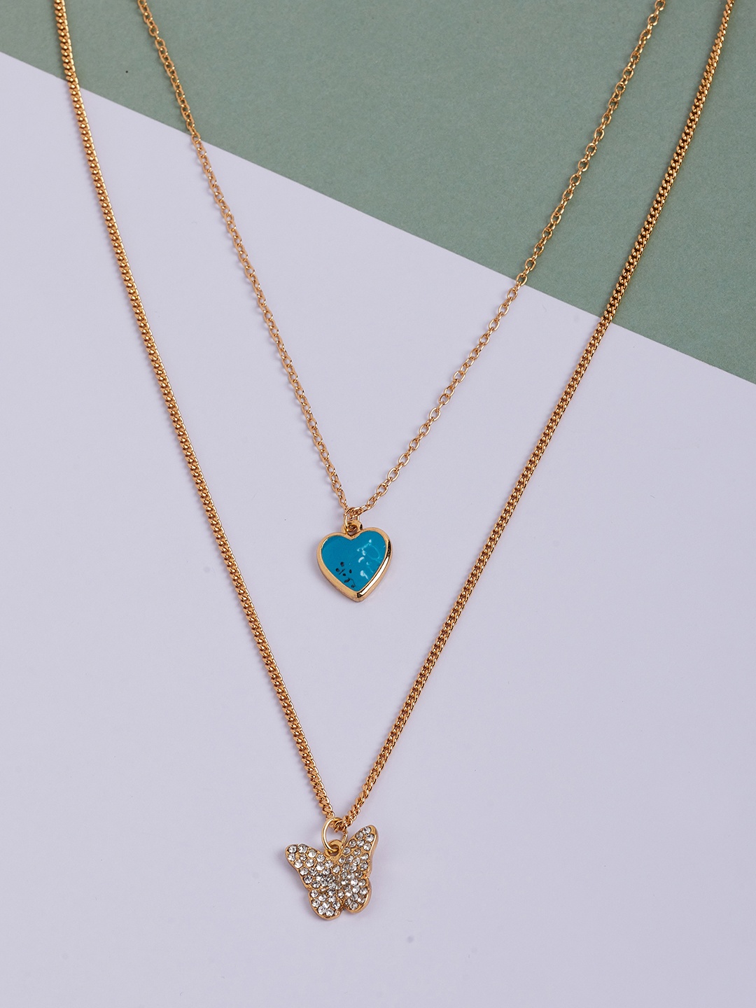 

Lilly & sparkle Gold-Plated & Blue Gold-Plated Layered Necklace