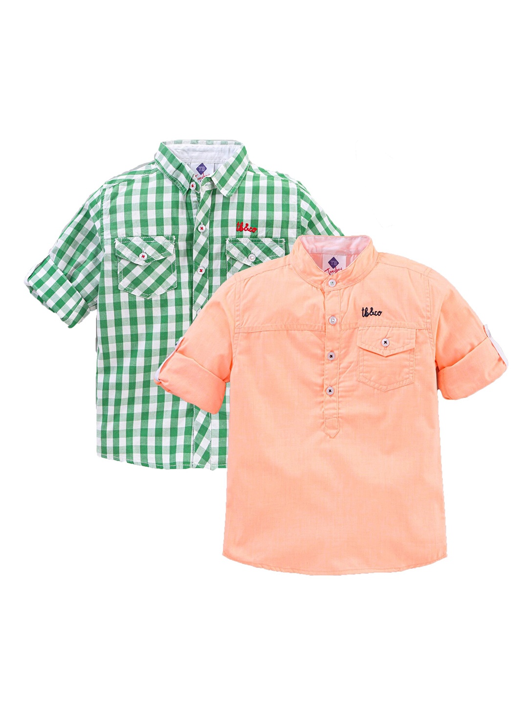 

TONYBOY Boys Green Classic Gingham Checks Checked Casual Shirt