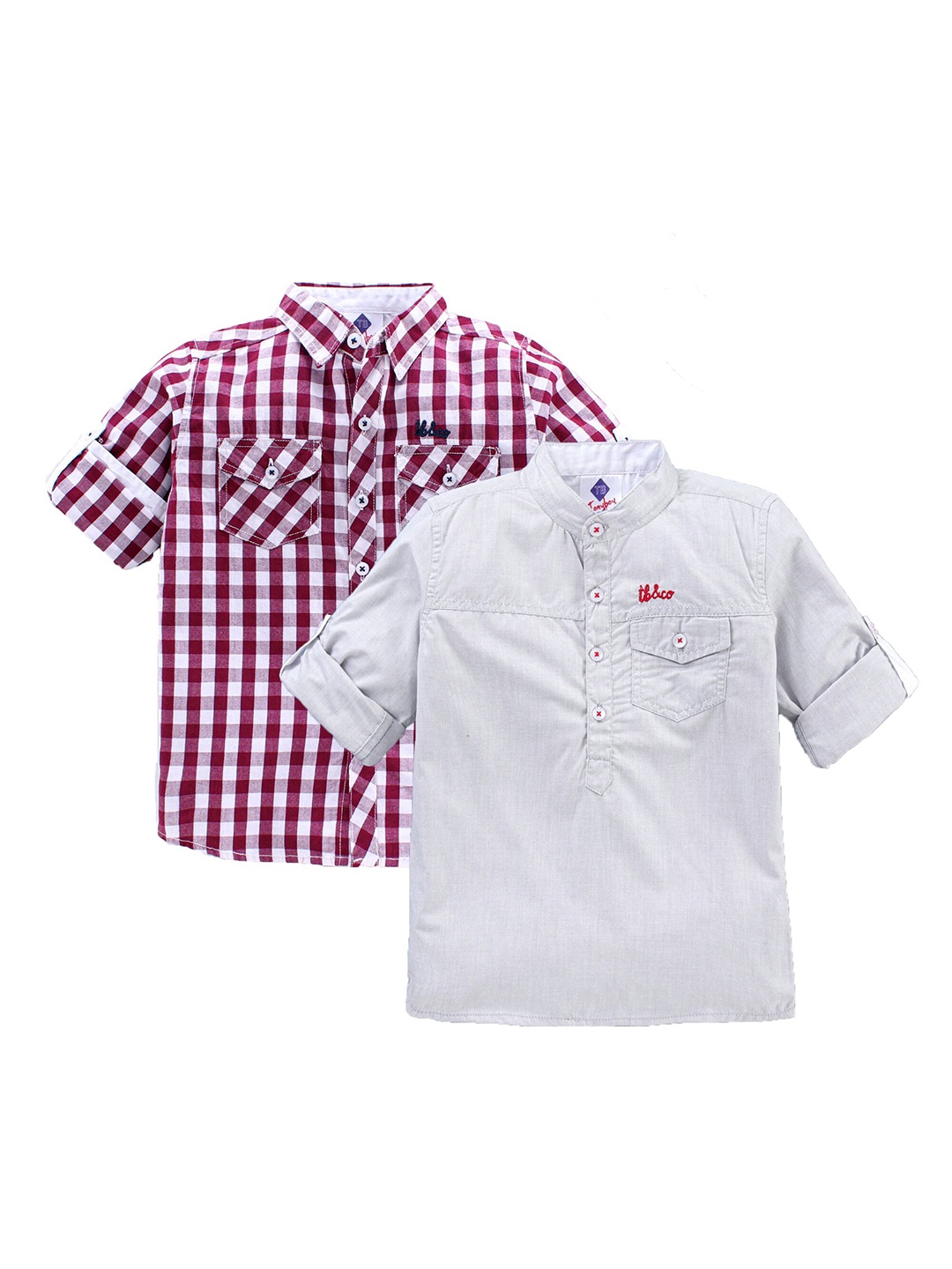 

TONYBOY Boys Maroon Classic Gingham Checks Checked Casual Shirt