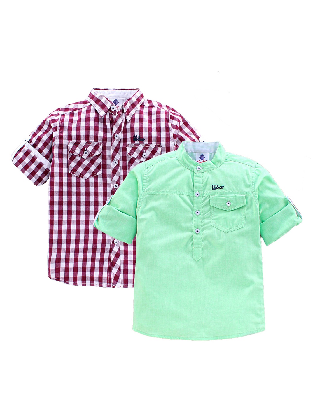 

TONYBOY Boys Maroon Classic Gingham Checks Checked Casual Shirt