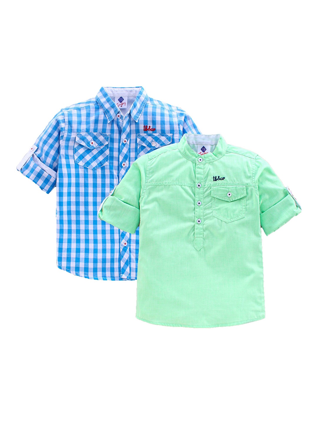 

TONYBOY Boys Turquoise Blue Classic Gingham Checks Checked Casual Shirt