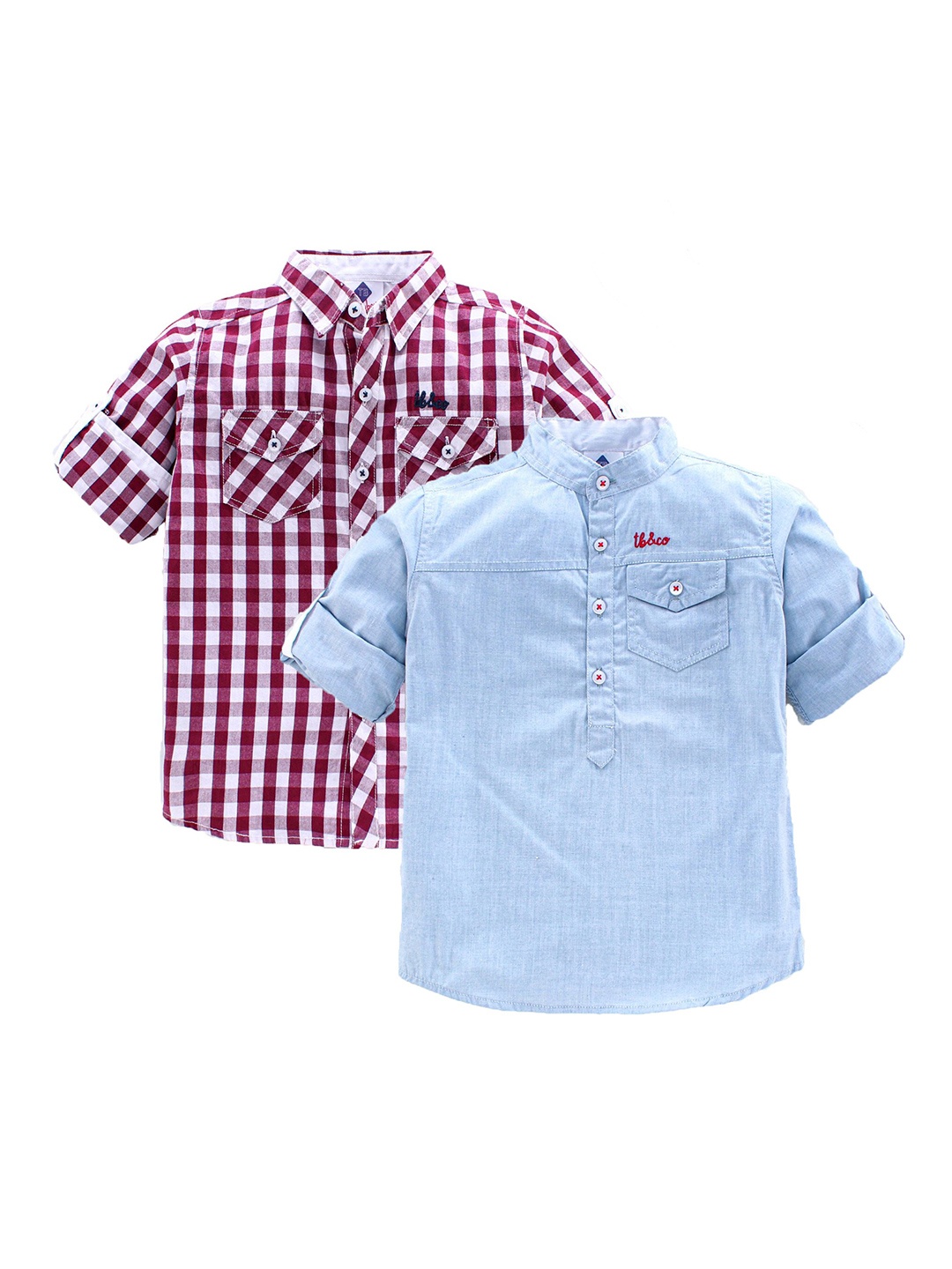 

TONYBOY Boys Maroon Classic Checked Casual Shirt