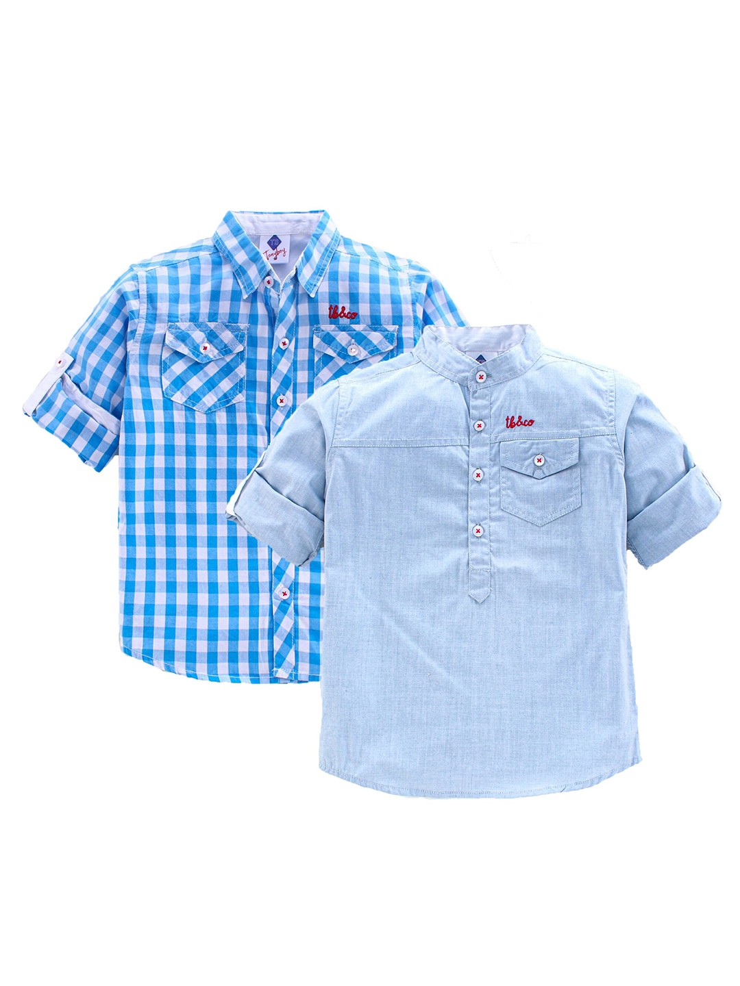 

TONYBOY Boys Pack of 2 Classic Pure Cotton Casual Shirts, Blue
