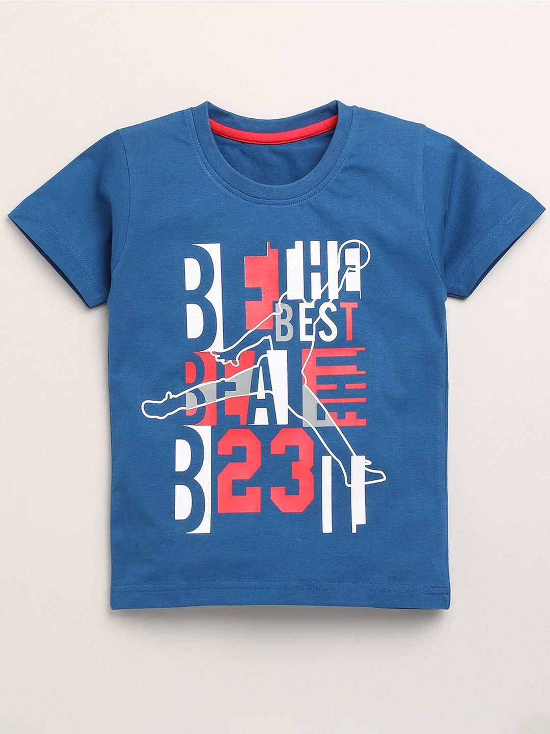 

Toonyport Boys Blue & White Typography Printed T-shirt
