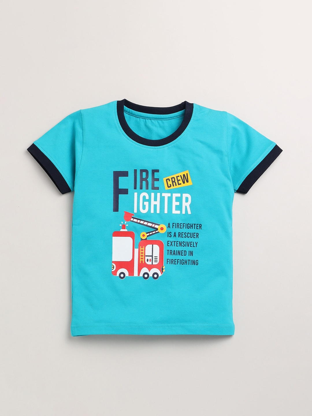 Toonyport Boys Blue Typography Printed Pure Cotton T-shirt