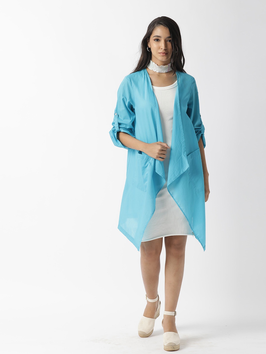 

RAREISM Women Blue Longline Shrug