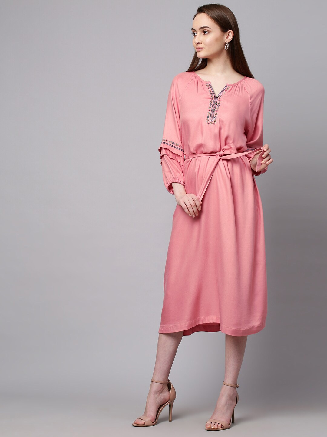 

Chemistry Rose A-Line Belted Midi Dress
