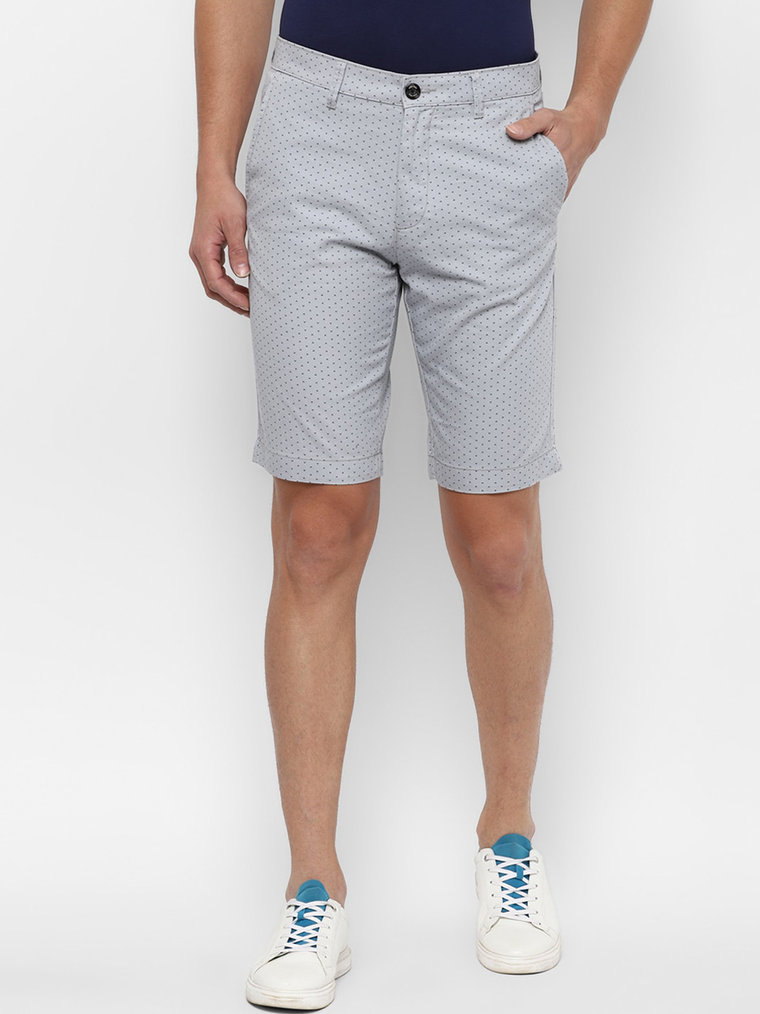 

Allen Solly Men Grey Printed Slim Fit Chino Shorts