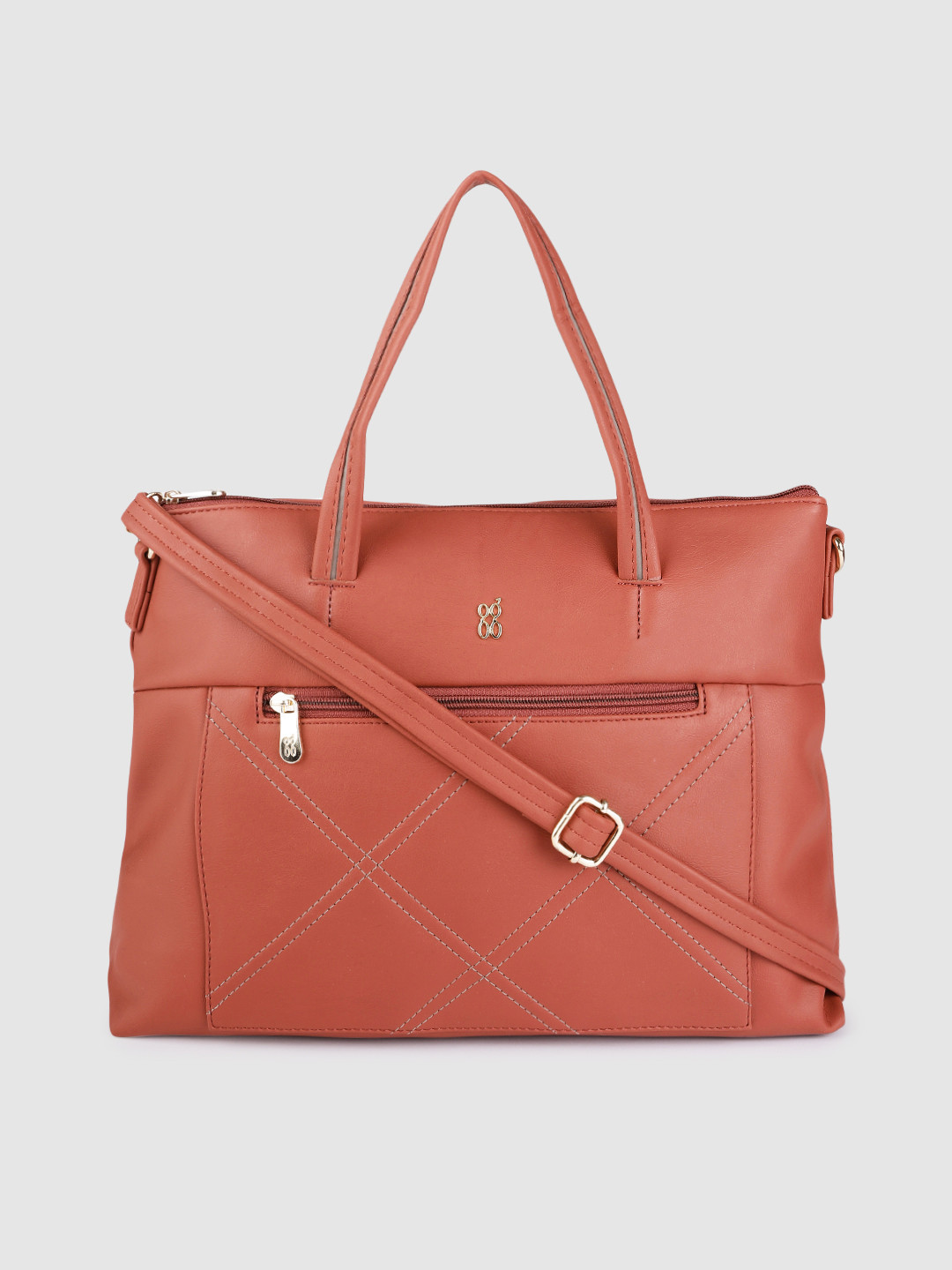 

Baggit Red Solid Oversized Structured Handheld Bag with Quilted Detail