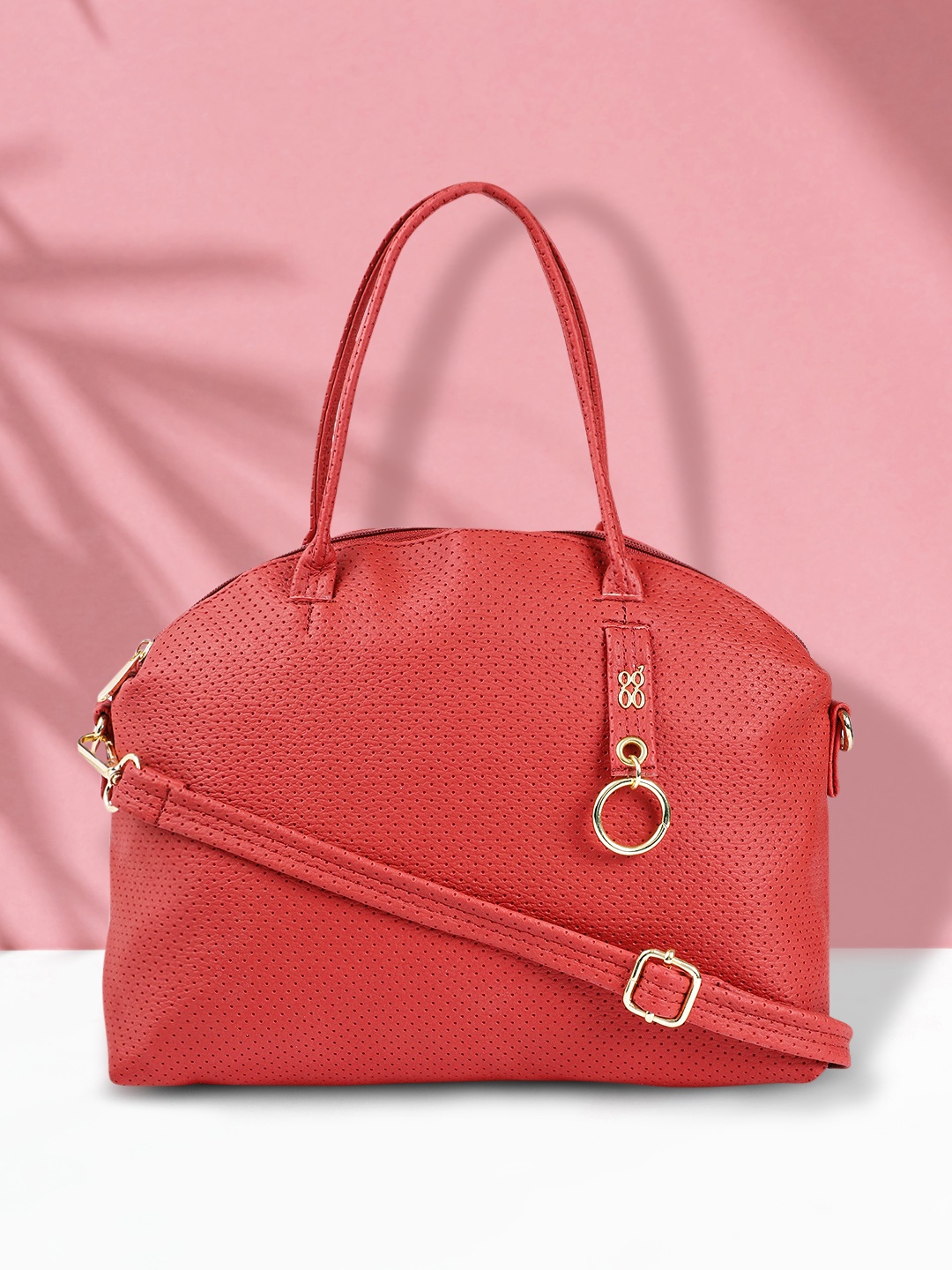 

Baggit Red Textured Structured Handheld Bag