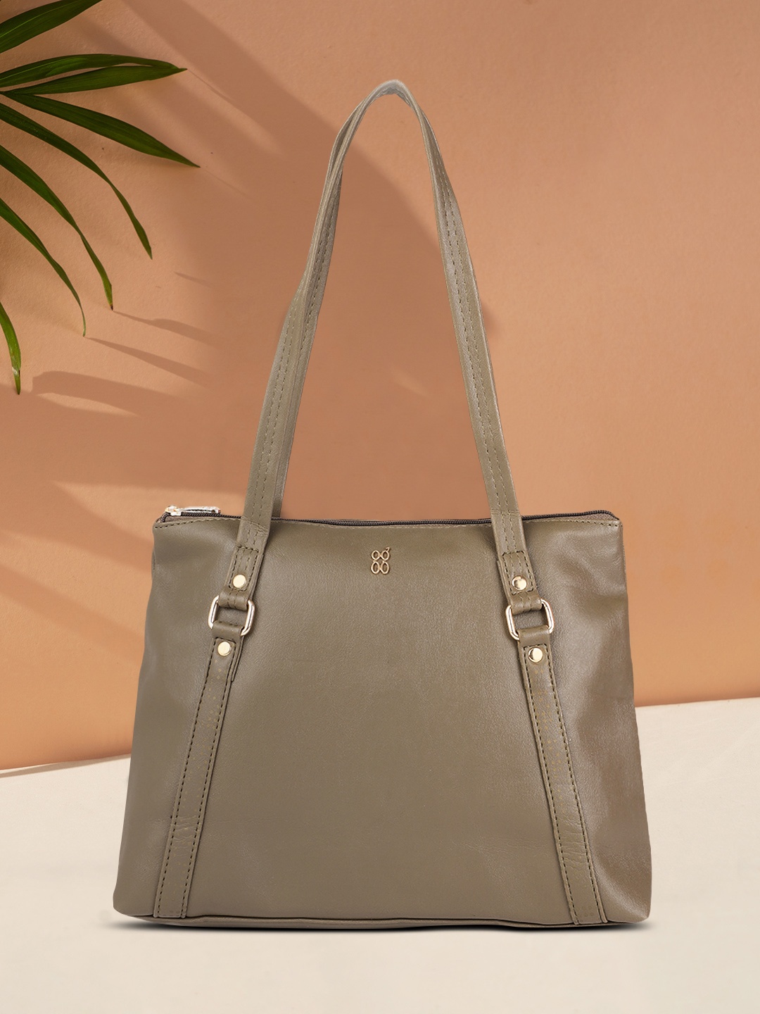 

Baggit Olive Green Solid Structured Shoulder Bag