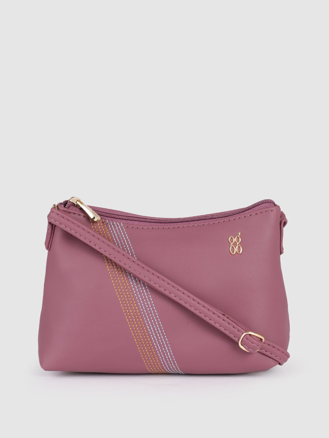 

Baggit Violet Solid Stripe Detailed Structured Sling Bag