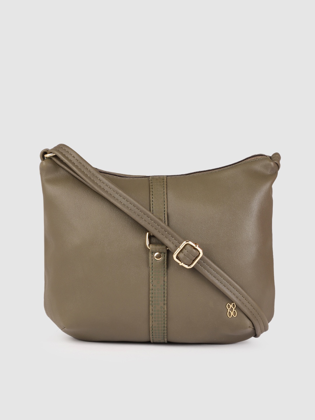 

Baggit Olive Green Solid Structured Sling Bag