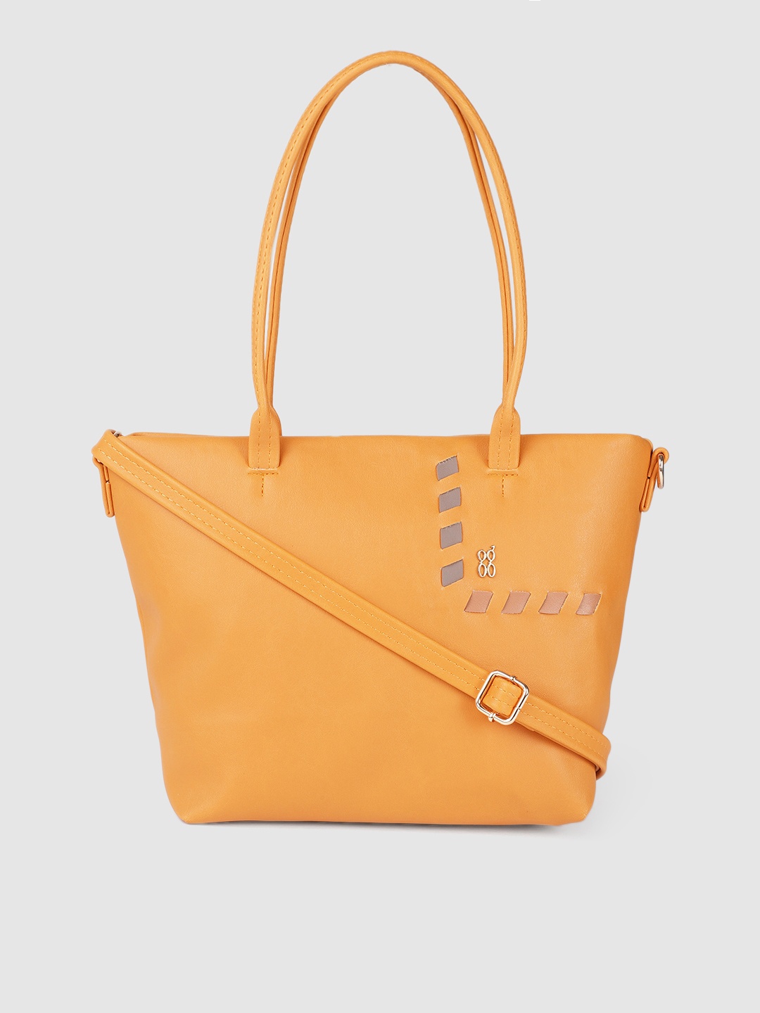 

Baggit Mustard Yellow Structured Handheld Bag with Applique