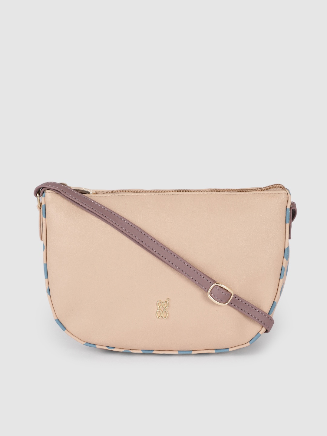

Baggit Beige Geometric Printed Structured Sling Bag