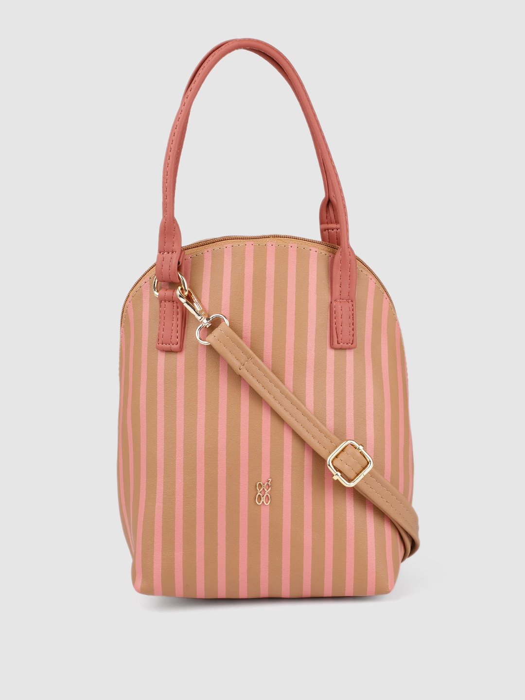 

Baggit Beige & Pink Striped Structured Shoulder Bag