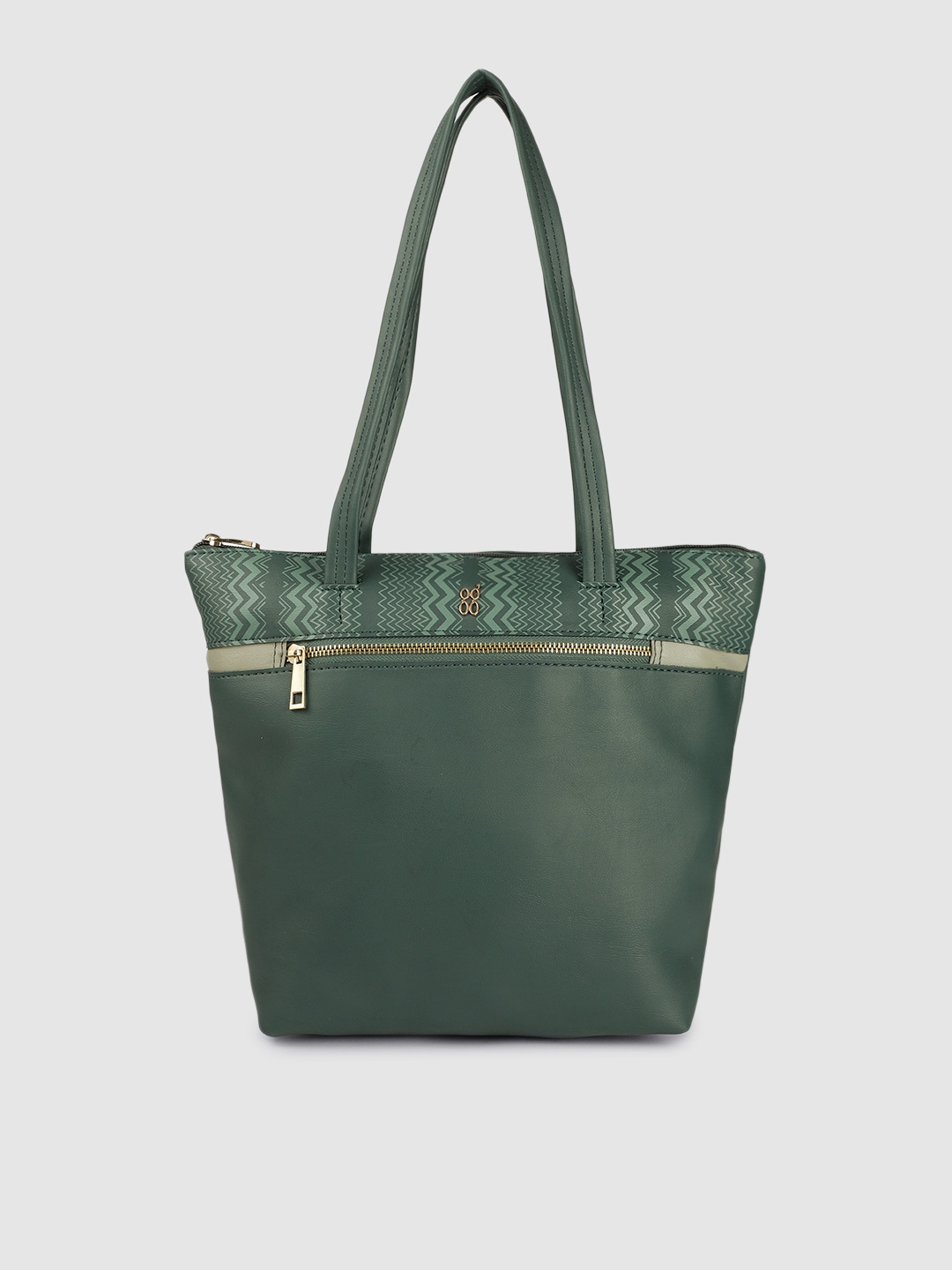 

Baggit Women Green Geometric Printed Structured Shoulder Bag