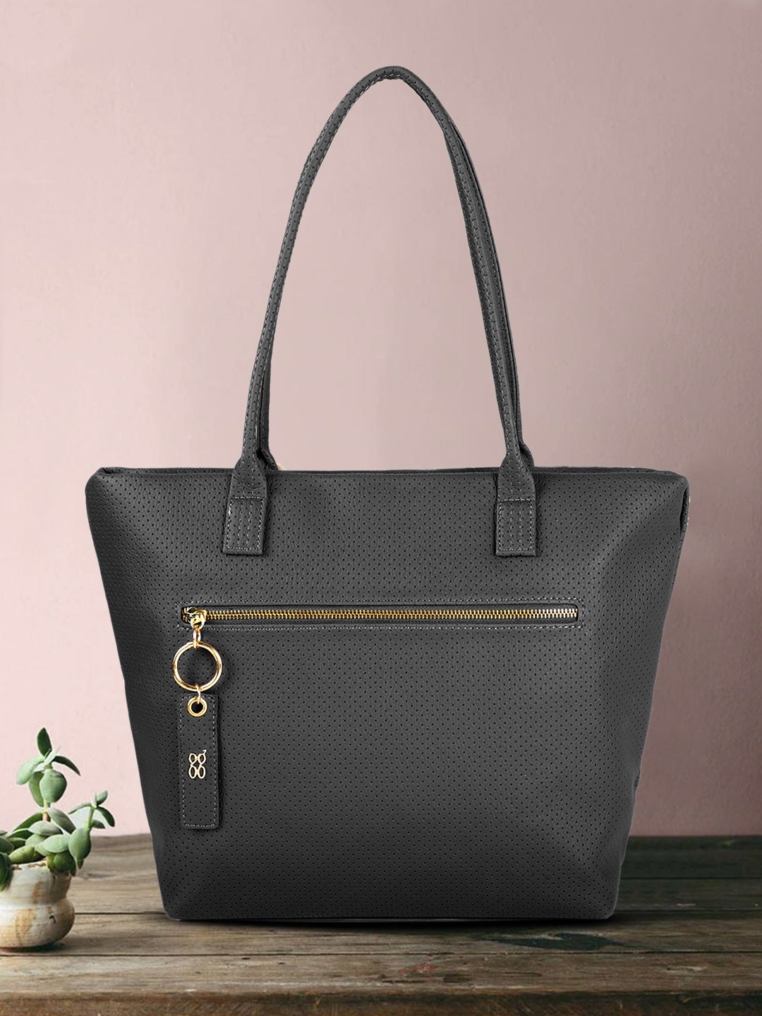 

Baggit Women Black Textured Structured Shoulder Bag