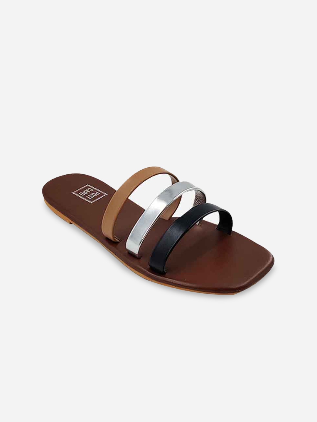 

POSTCARD Women Brown Colourblocked Open Toe Flats