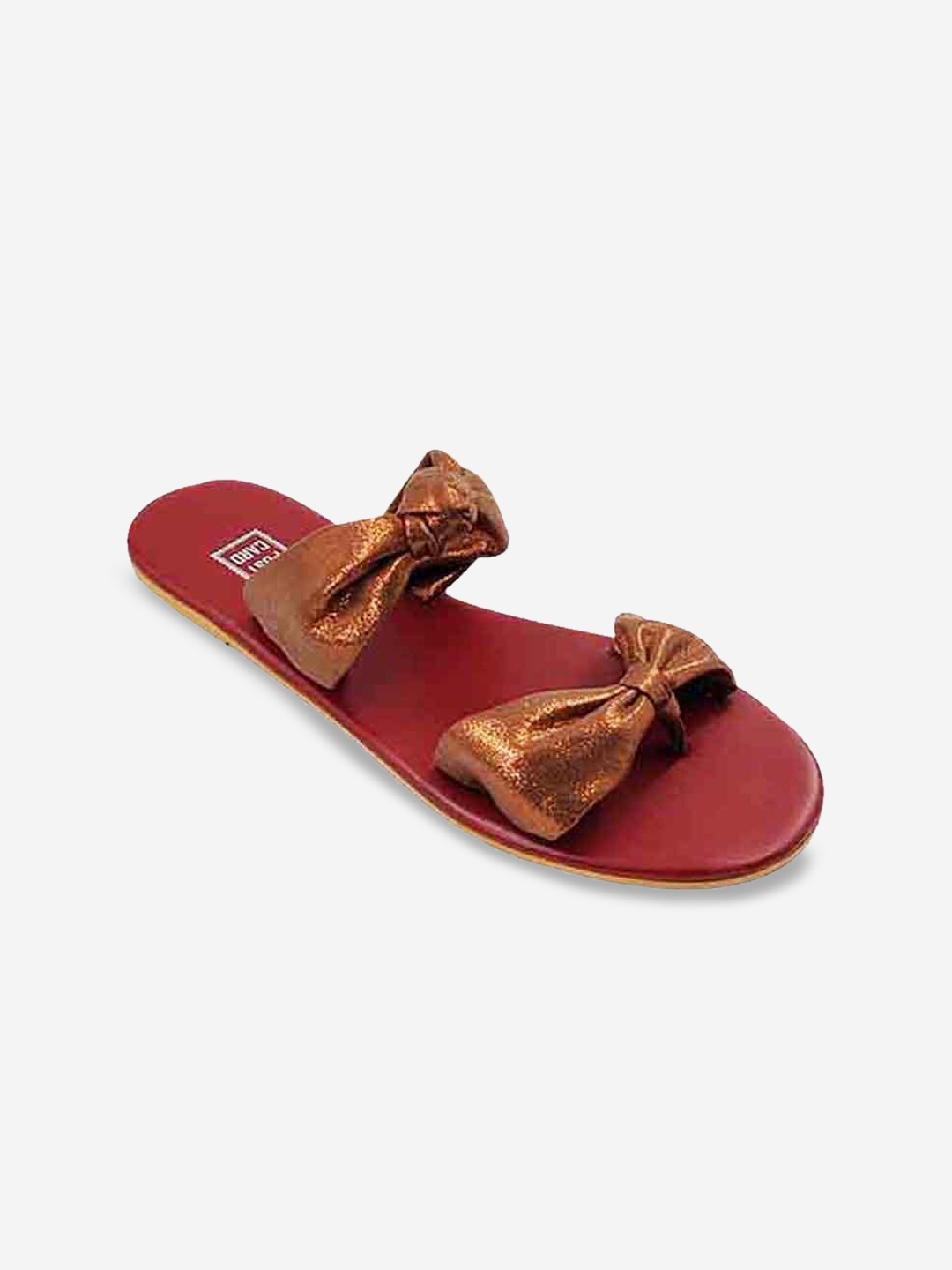 

POSTCARD Women Maroon Embellished Open Toe Flats with Bows