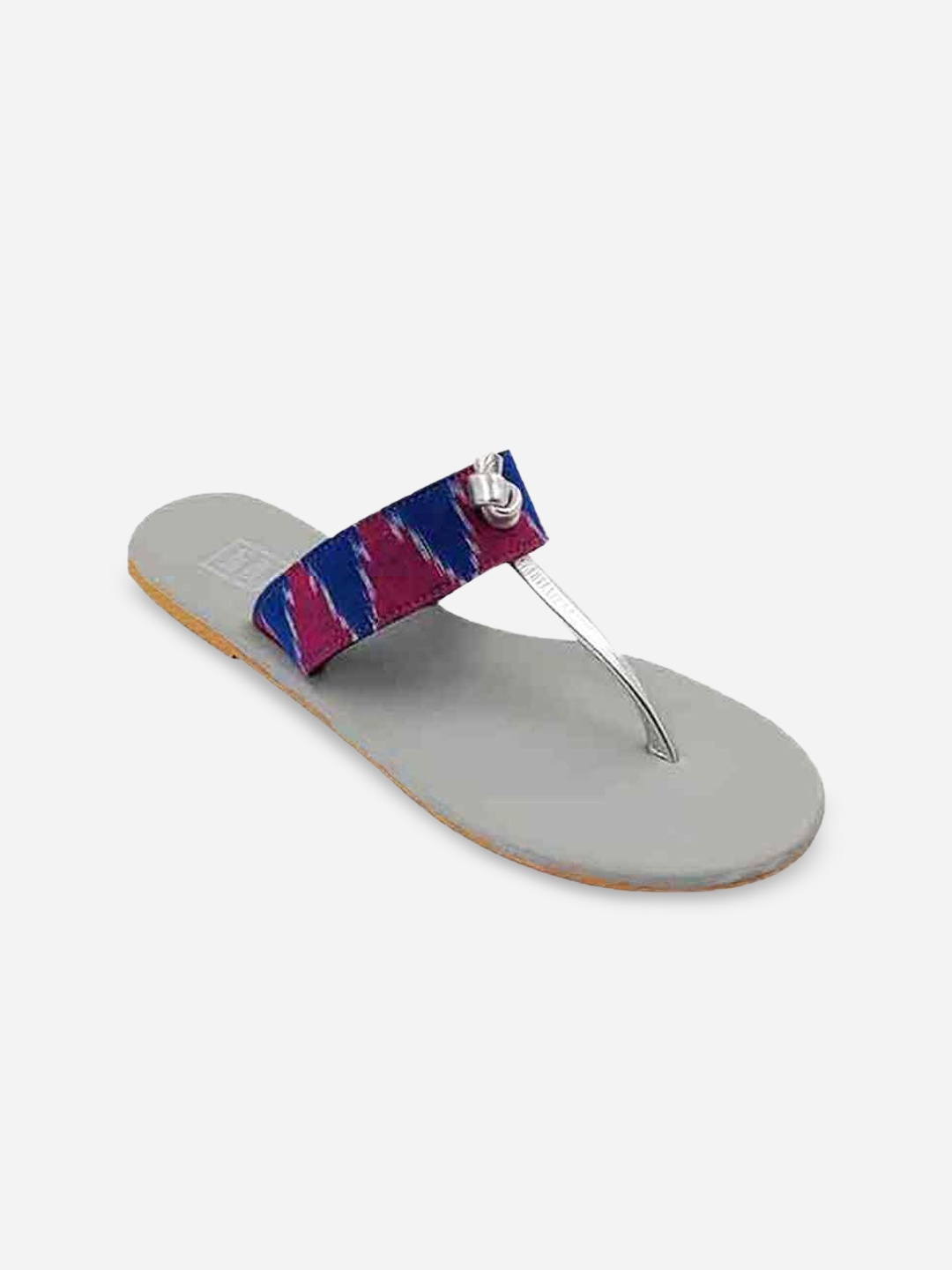 

POSTCARD Women Grey & Blue Printed T-Strap Flats