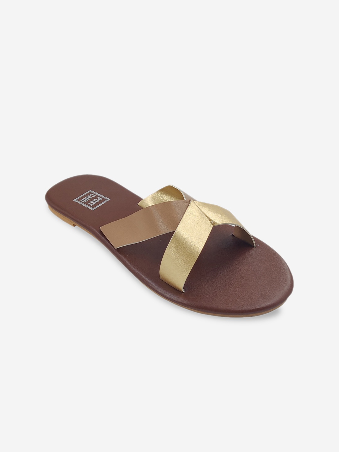 

POSTCARD Women Brown Colourblocked Open Toe Flats