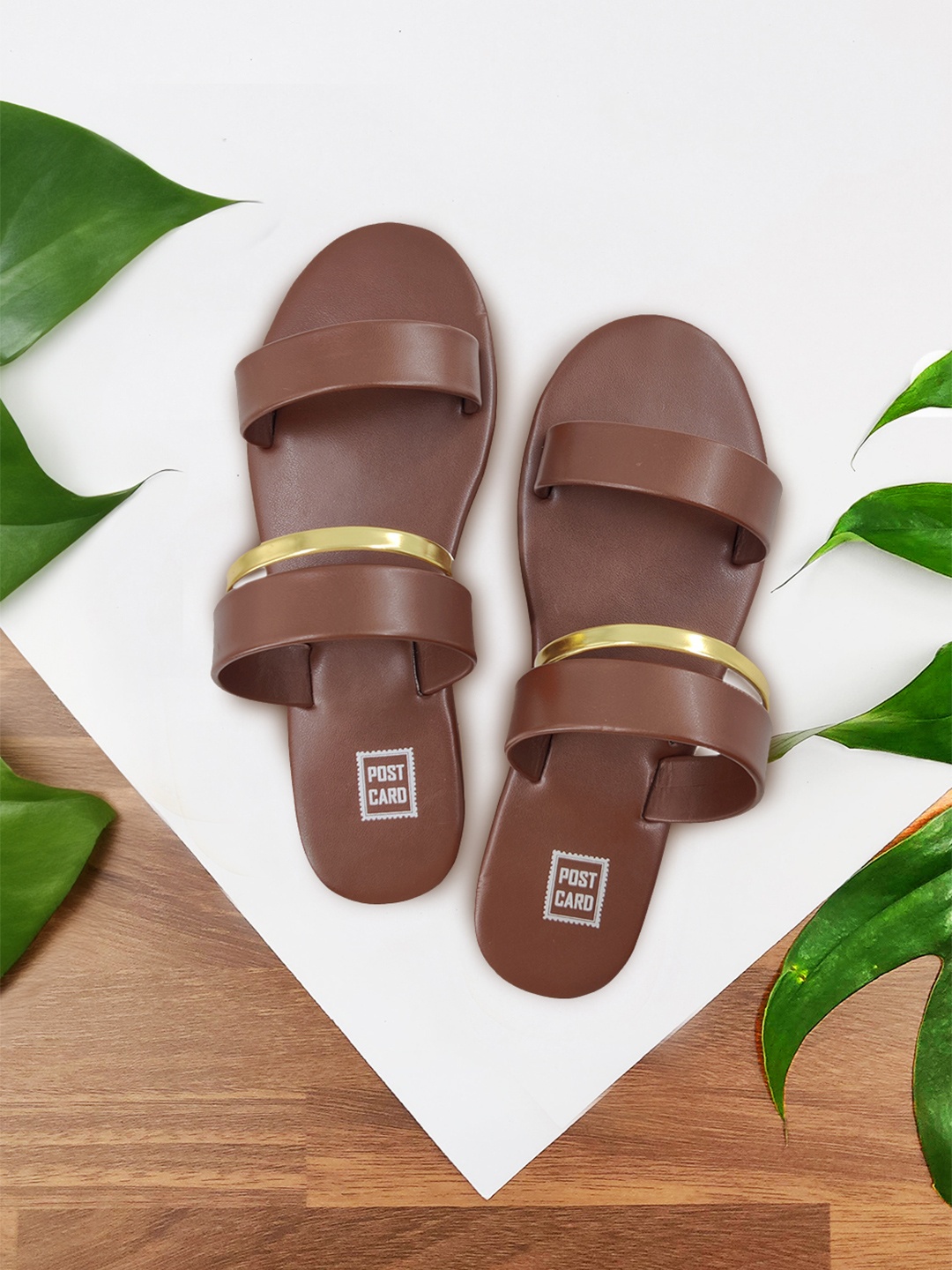 

POSTCARD Women Brown Open Toe Flats
