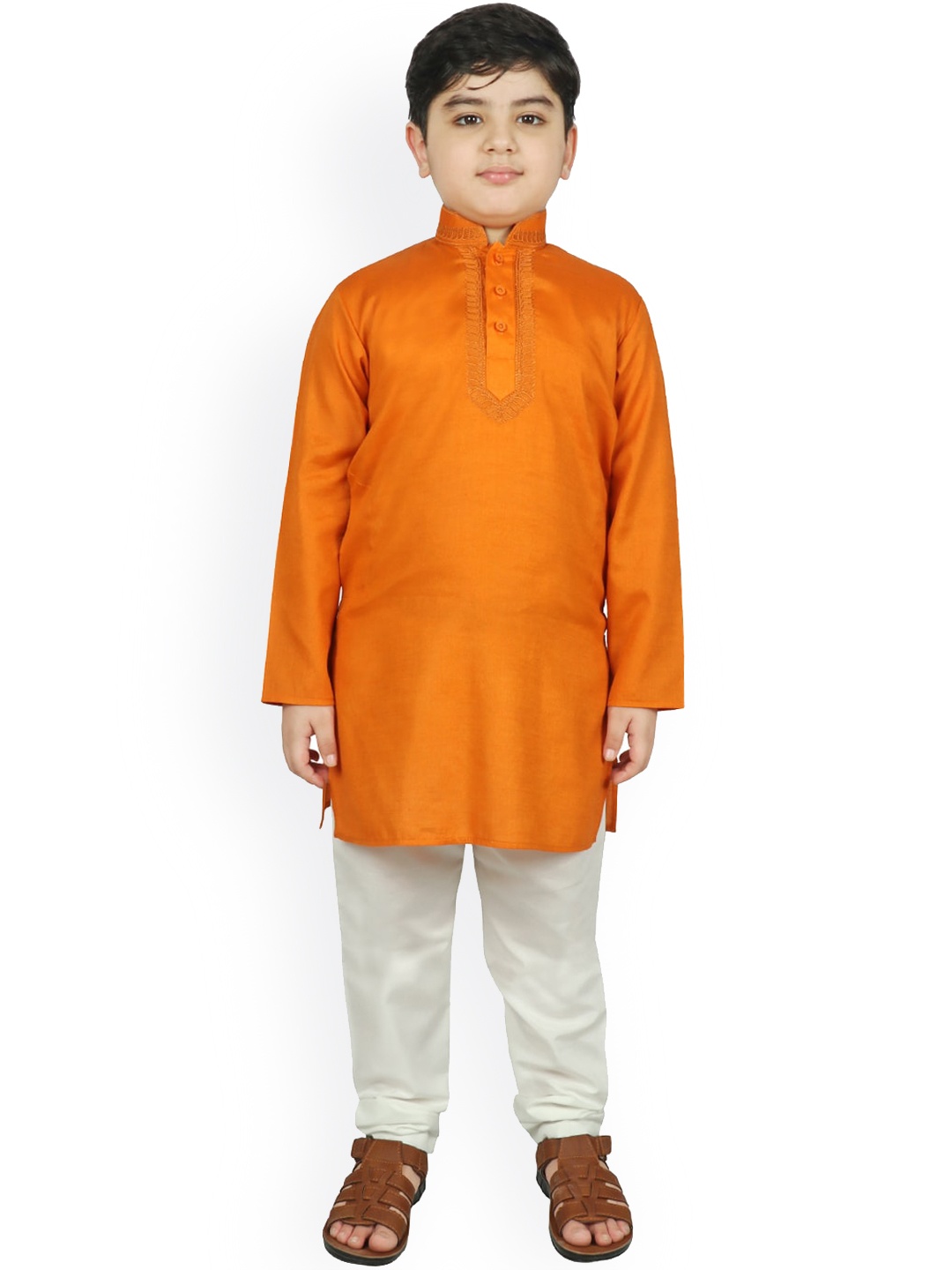 

SG YUVRAJ Boys Rust Pure Cotton Kurta with Pyjamas