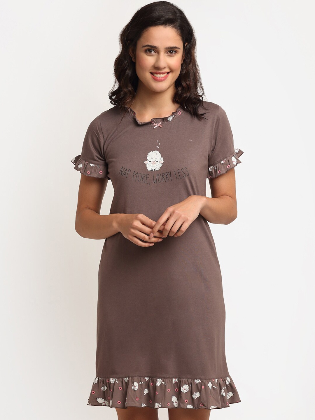 

Kanvin Women Taupe Pure Cotton Nightdress