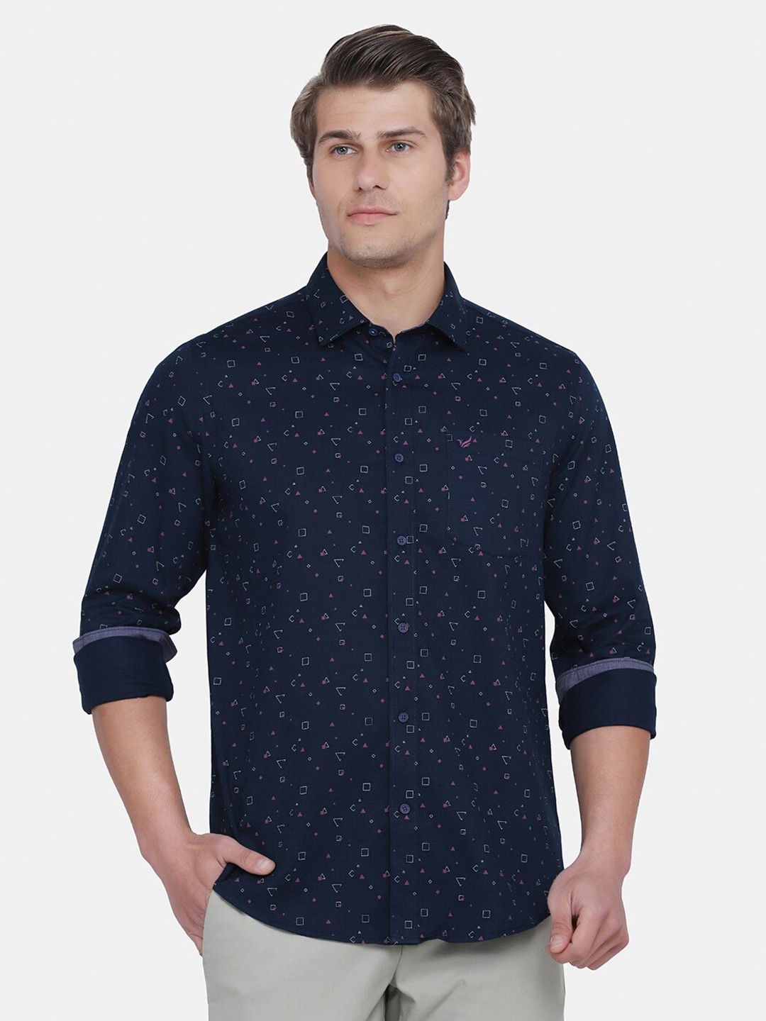 

Blackberrys Men Navy Blue India Slim Fit Printed Cotton Casual Shirt