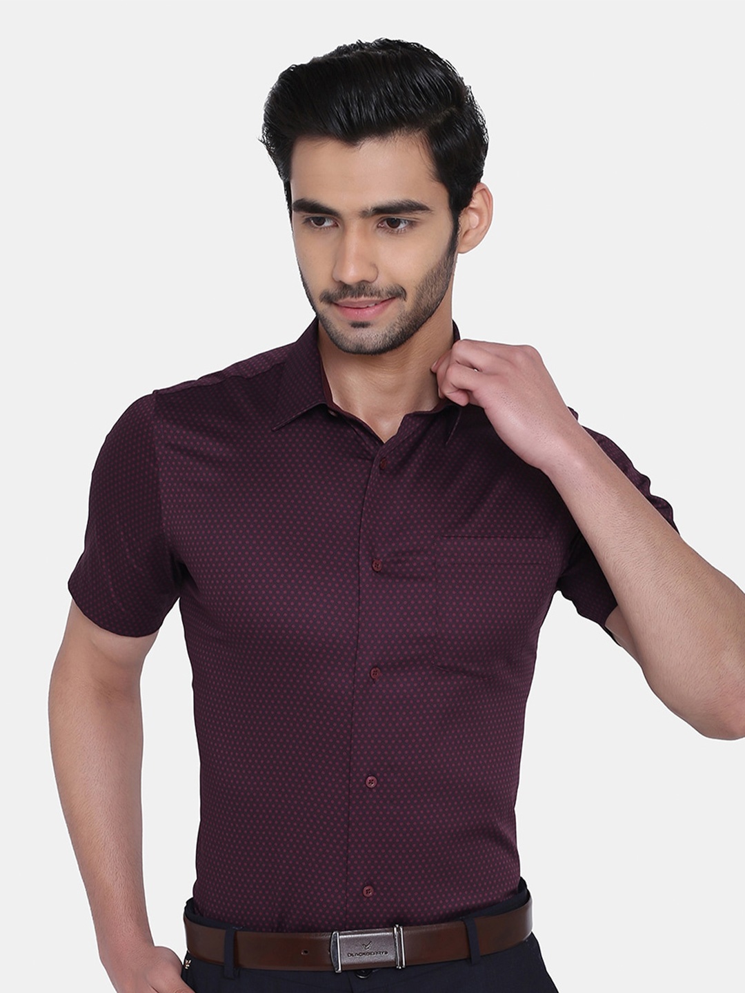 

Blackberrys Men Maroon India Slim Fit Printed Formal Shirt