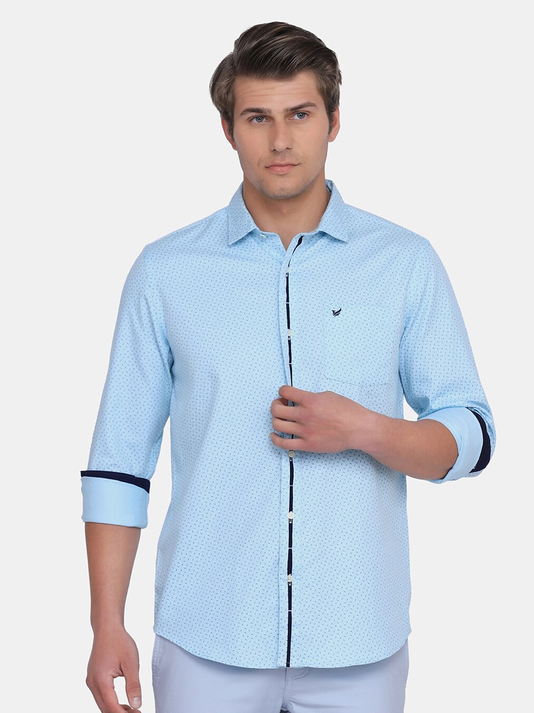 

Blackberrys Men Blue India Slim Fit Printed Cotton Casual Shirt