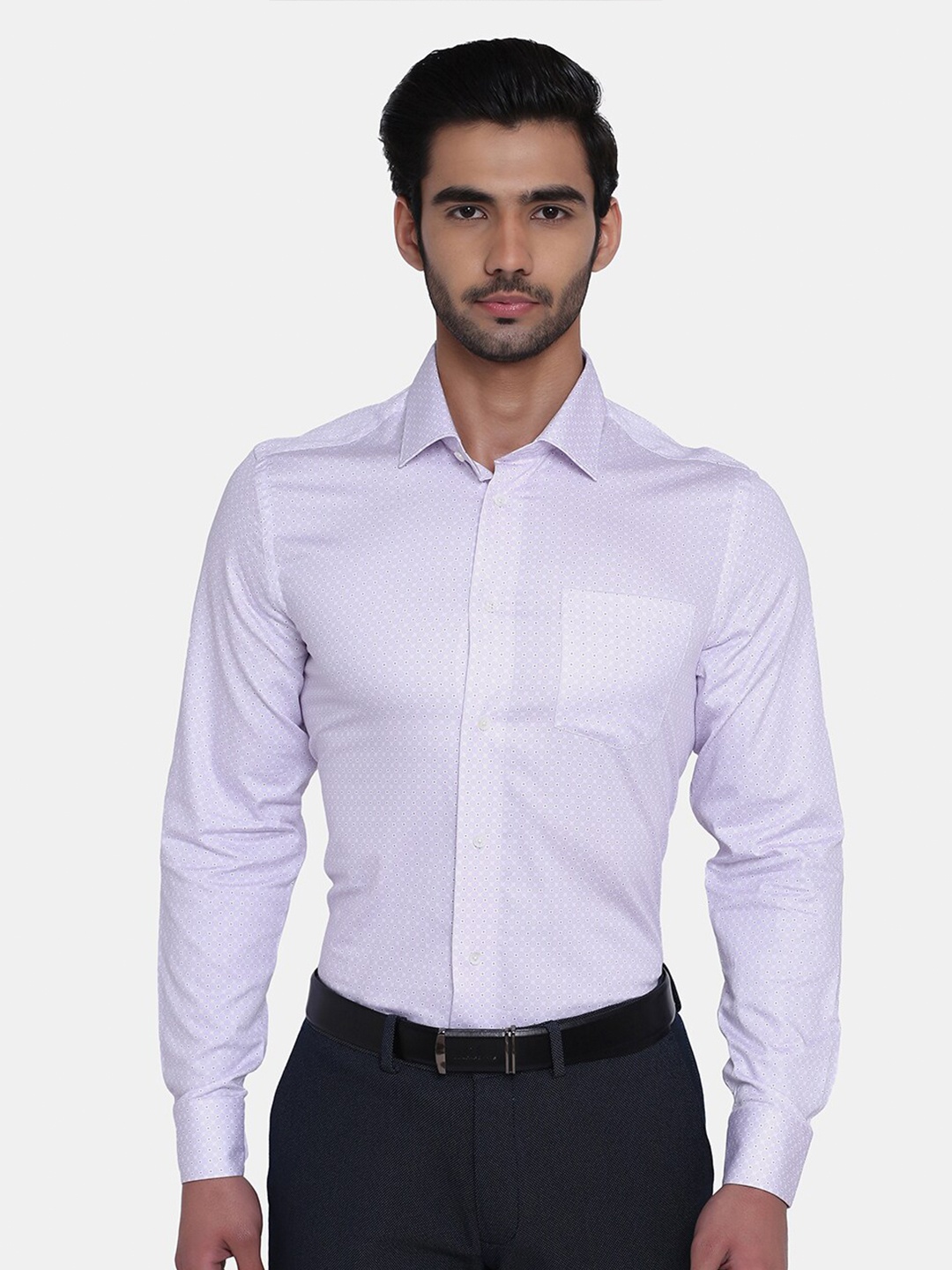 

Blackberrys Men Purple India Slim Fit Printed Cotton Formal Shirt