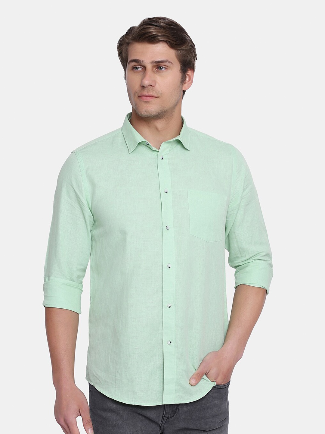 

Blackberrys Men Green India Slim Fit Casual Shirt