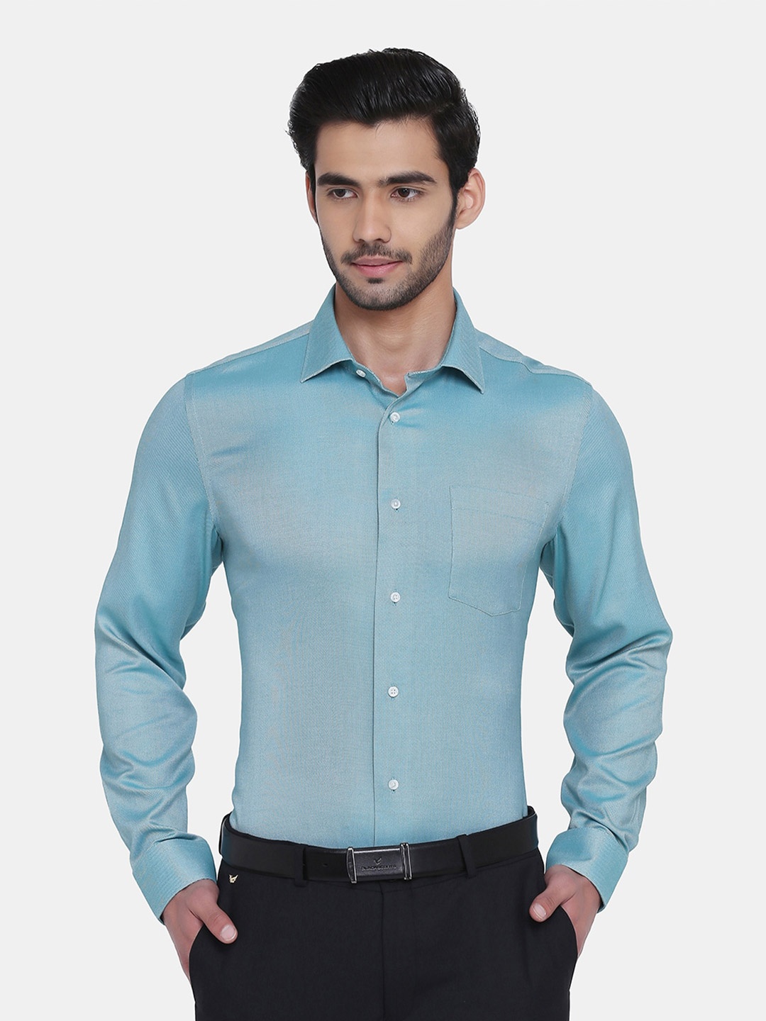 

Blackberrys Men Green India Slim Fit Formal Shirt