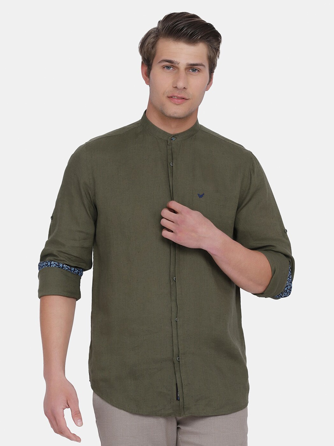

Blackberrys Men Olive Green India Slim Fit Casual Shirt