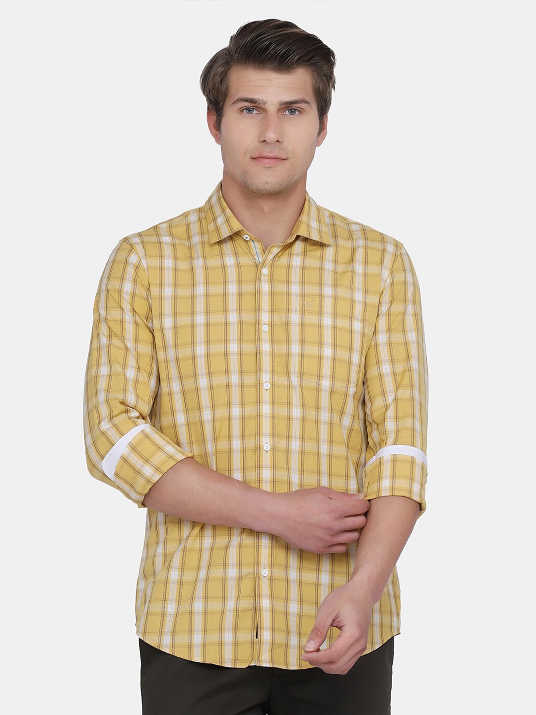 

Blackberrys Men Yellow India Slim Fit Checked Casual Shirt