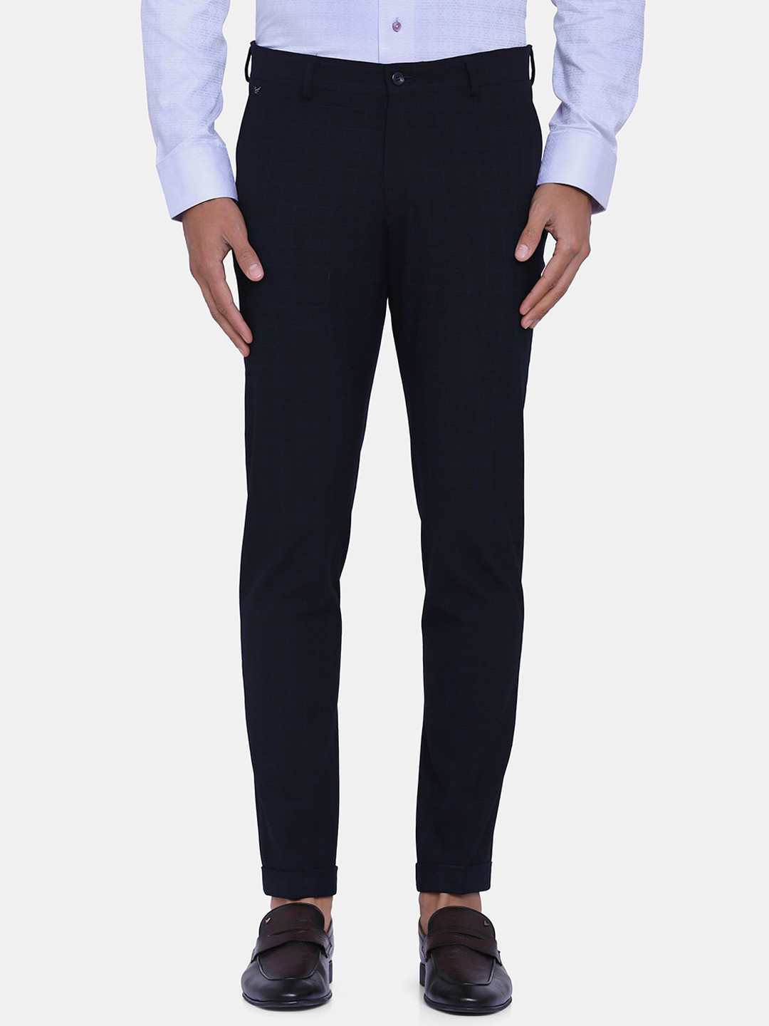 

Blackberrys Men Navy Blue Phoenix Skinny Fit Formal Trousers