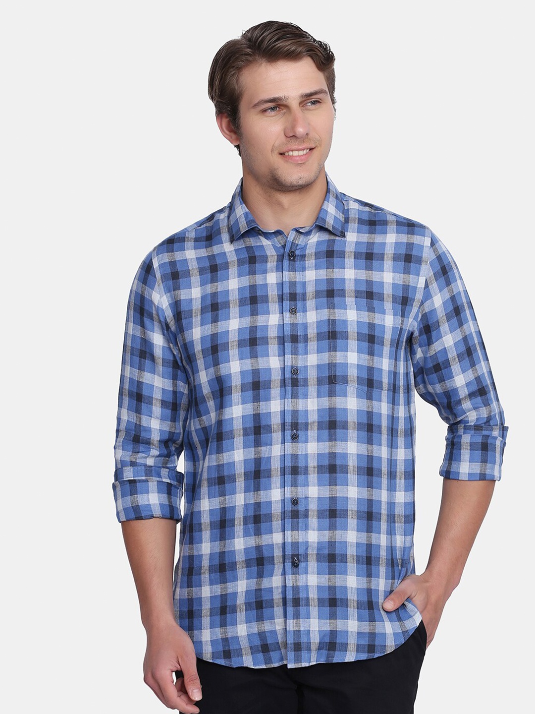 

Blackberrys Men Blue India Slim Fit Tartan Checked Casual Shirt