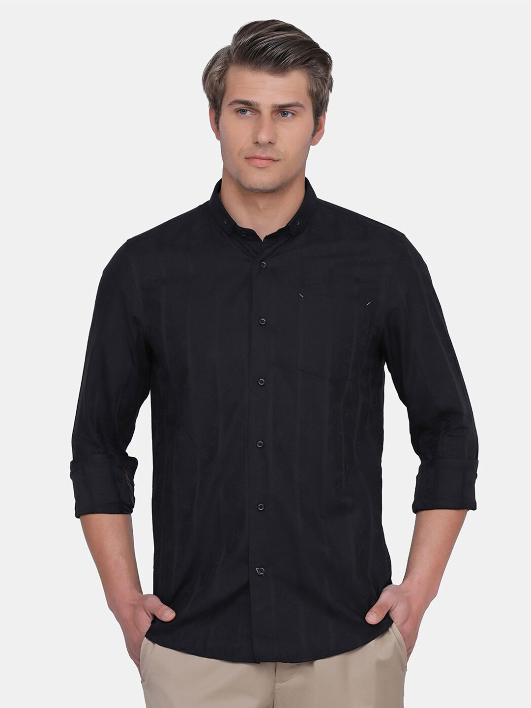 

Blackberrys Men Black Slim Fit Cotton Casual Shirt