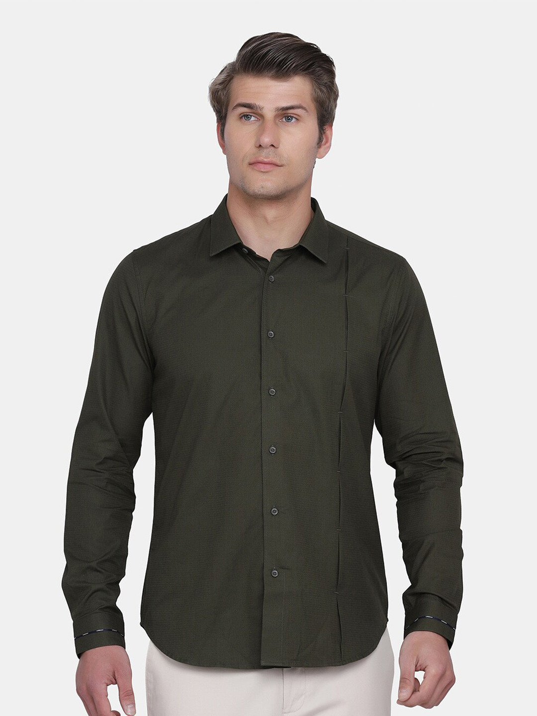 

Blackberrys Men Olive Green Phoenix Skinny Fit Casual Shirt