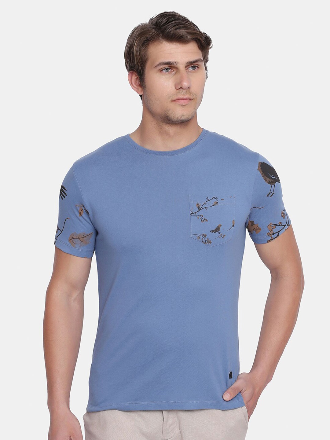 

Blackberrys Men Blue Printed Slim Fit T-shirt