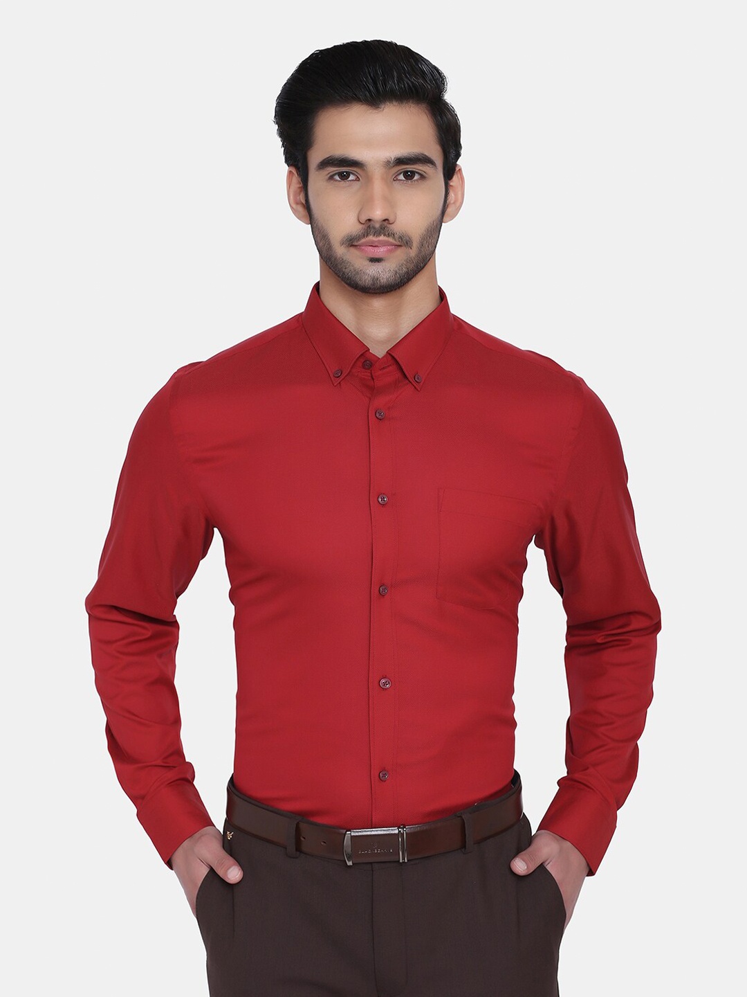 

Blackberrys Men Orange Regular Fit Solid Cotton Formal Shirt
